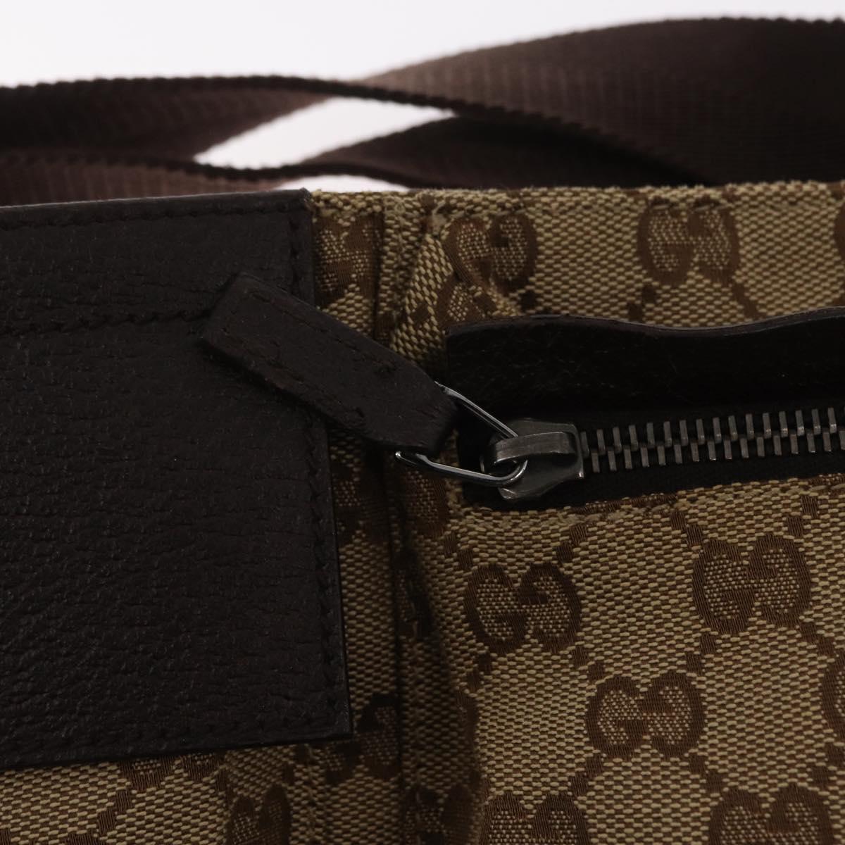 GUCCI GG Canvas Waist Bag Beige Silver 28566 Auth ka673