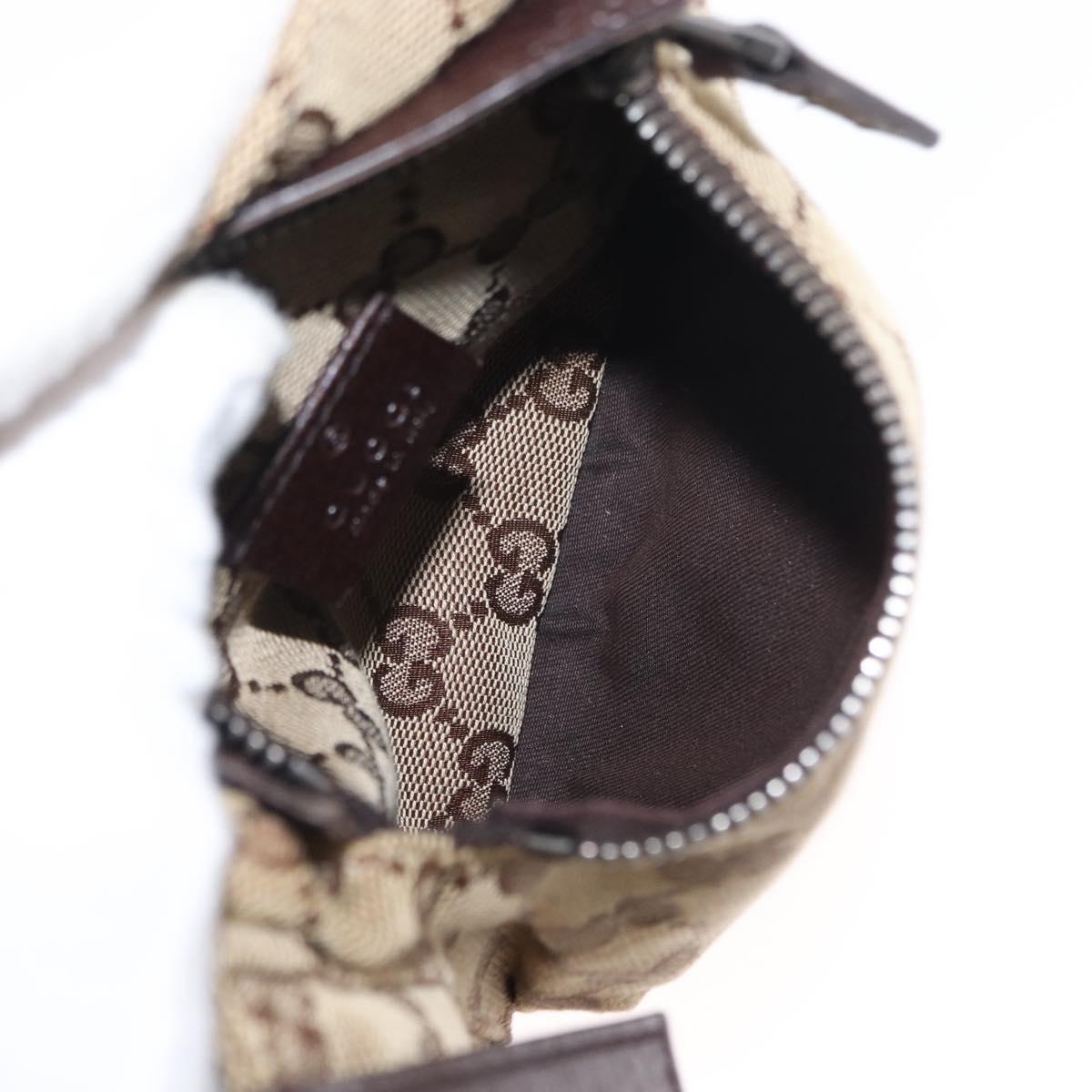 GUCCI GG Canvas Waist Bag Beige Silver 28566 Auth ka673