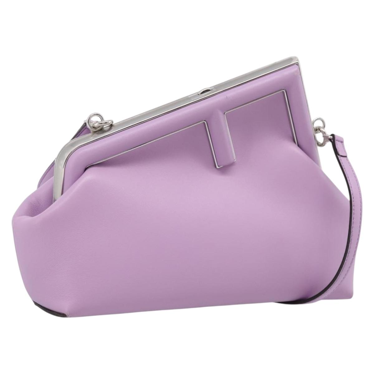 FENDI First Small Bag Shoulder Bag Leather Purple Silver 8BP129 Auth ka6730M