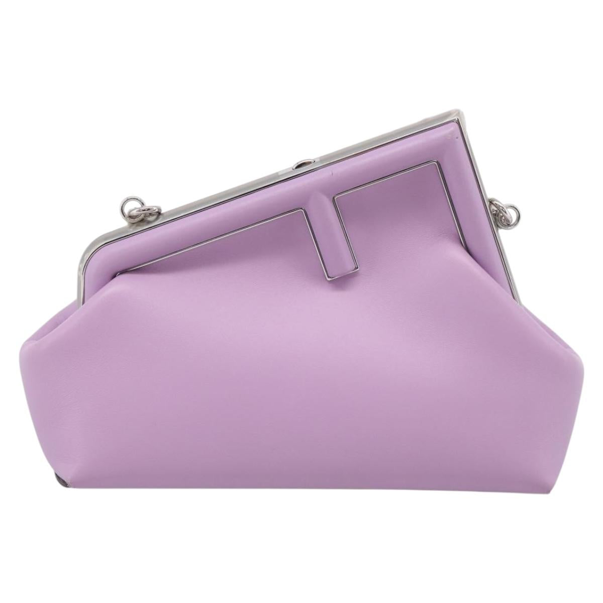FENDI First Small Bag Shoulder Bag Leather Purple Silver 8BP129 Auth ka6730M