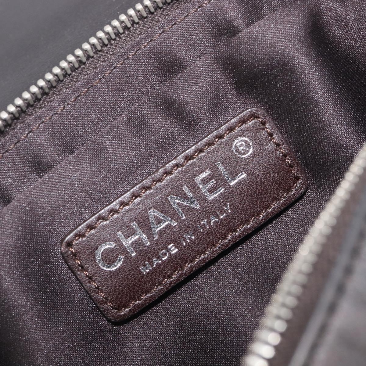 CHANEL Ultra Stitch Chain Shoulder Bag Lamb Skin Gray Silver CC Auth ka6731V