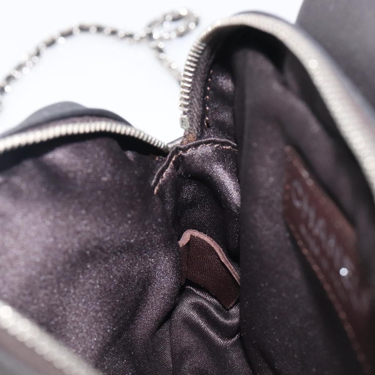 CHANEL Ultra Stitch Chain Shoulder Bag Lamb Skin Gray Silver CC Auth ka6731V