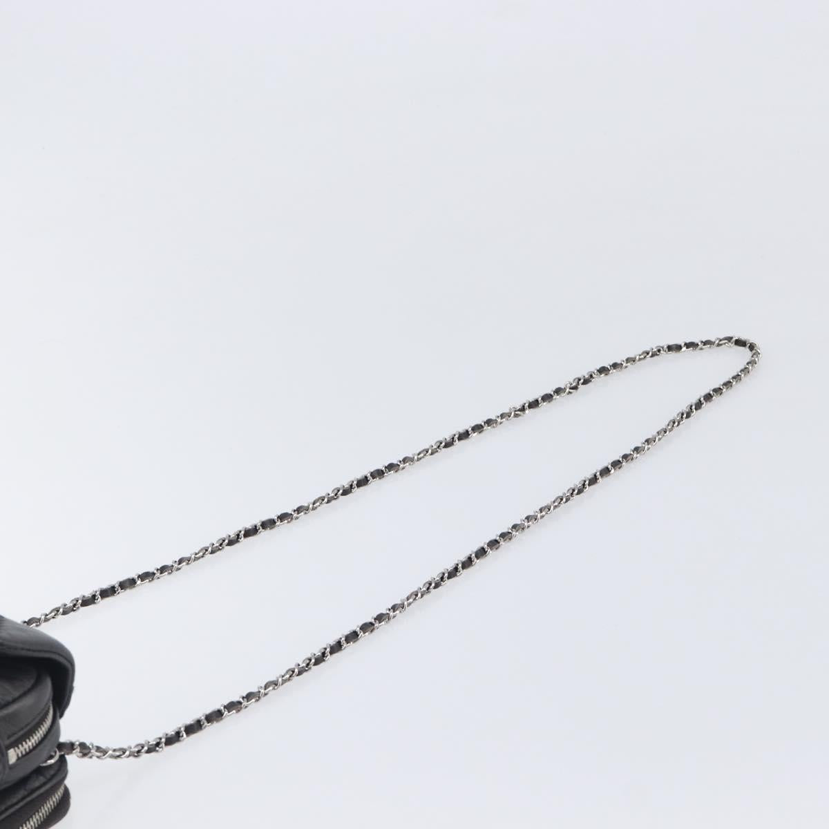 CHANEL Ultra Stitch Chain Shoulder Bag Lamb Skin Gray Silver CC Auth ka6731V