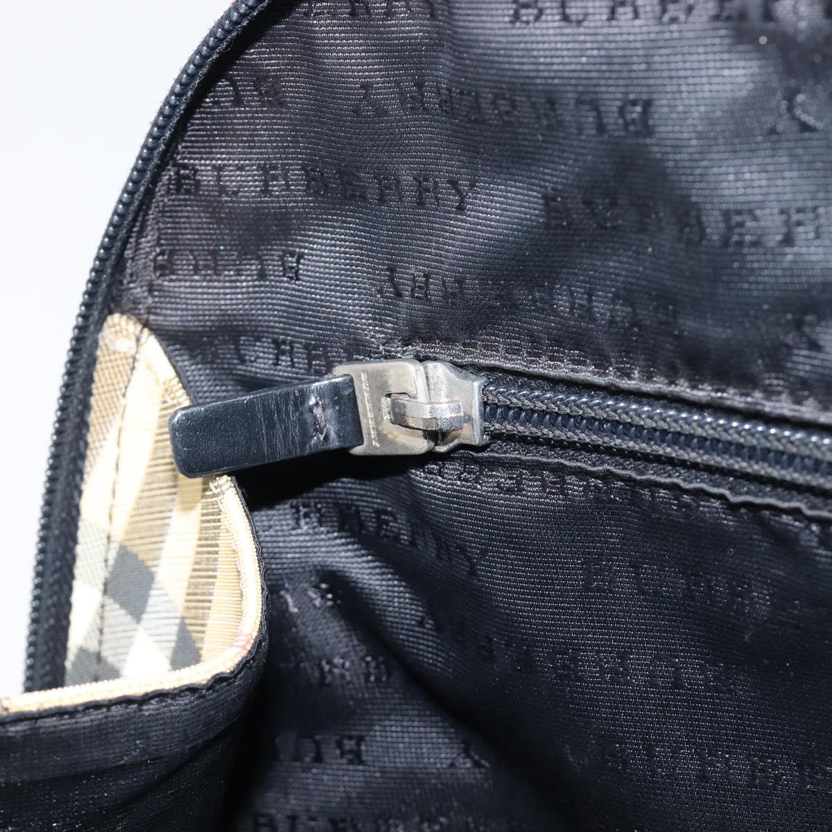 BURBERRY Nova Check Hand Bag PVC Leather Beige Silver Auth ka6732A