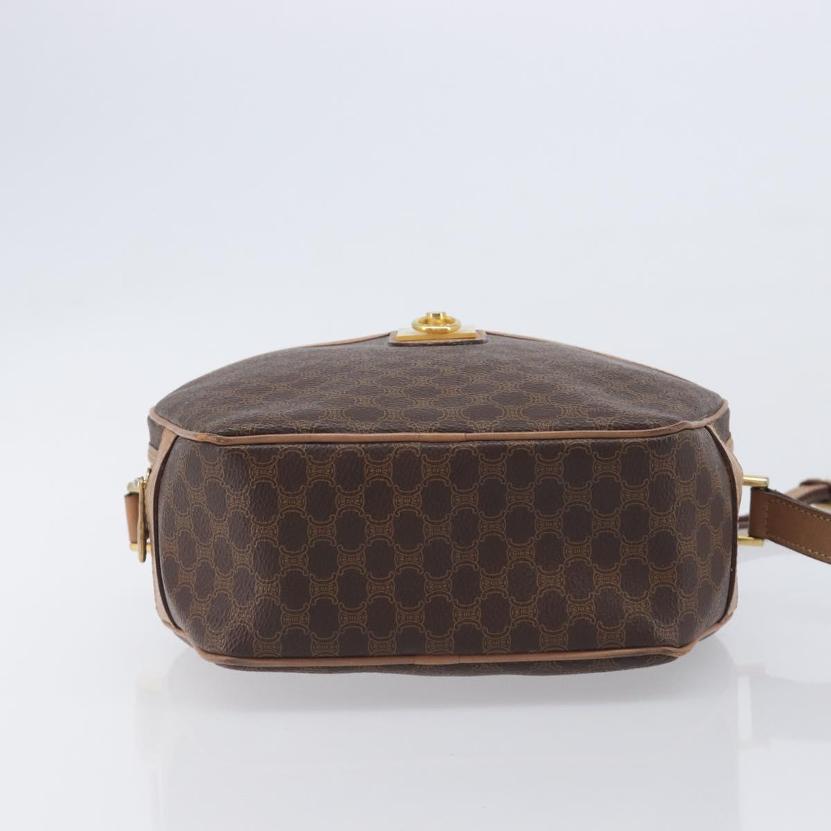 CELINE Macadam Shoulder Bag PVC Brown Gold Tone Auth ka6736A