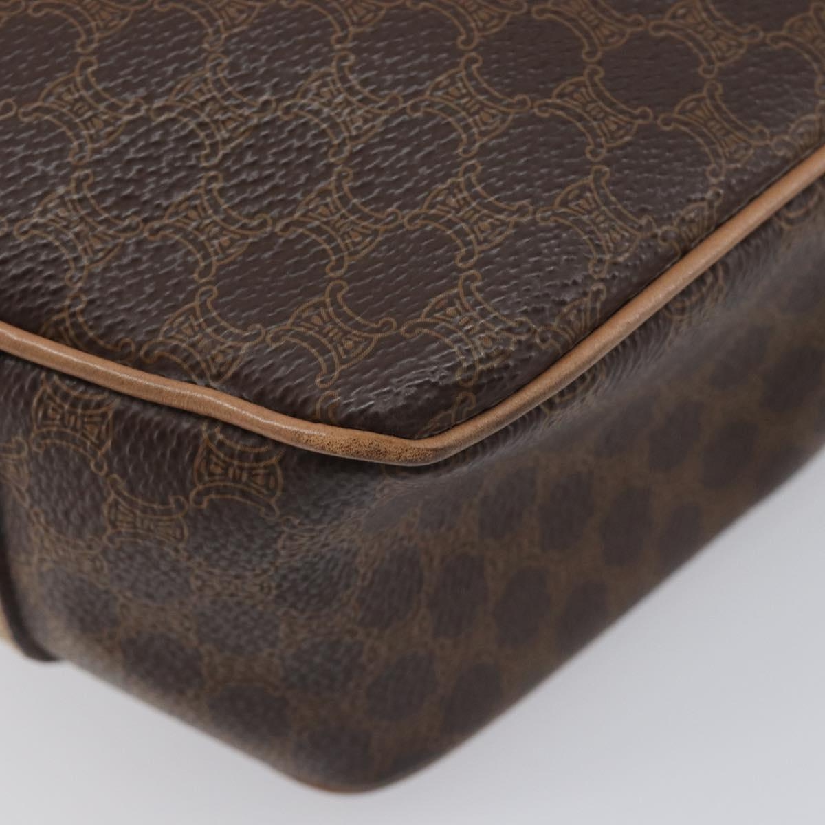 CELINE Macadam Shoulder Bag PVC Brown Gold Tone Auth ka6736A