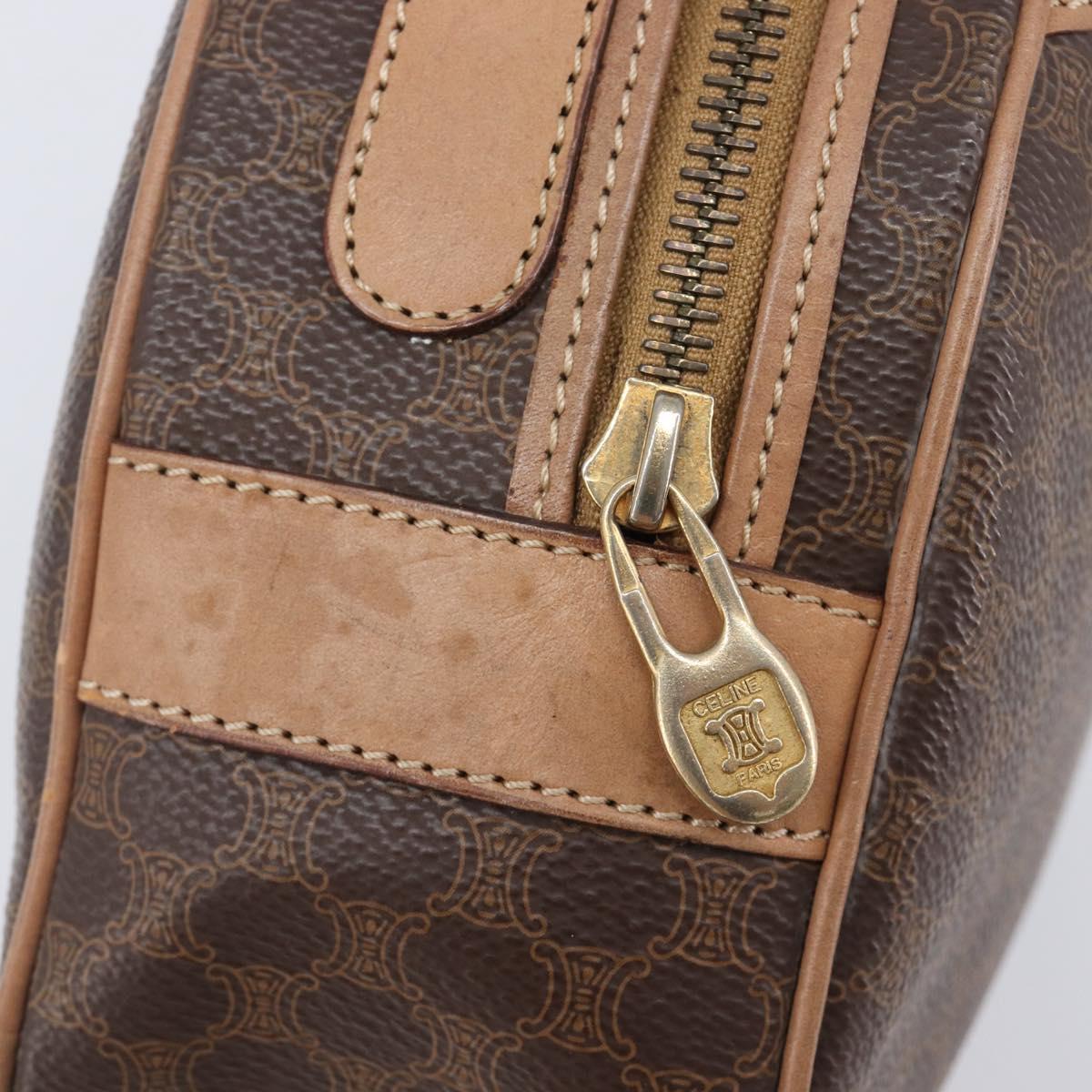 CELINE Macadam Shoulder Bag PVC Brown Gold Tone Auth ka6736A