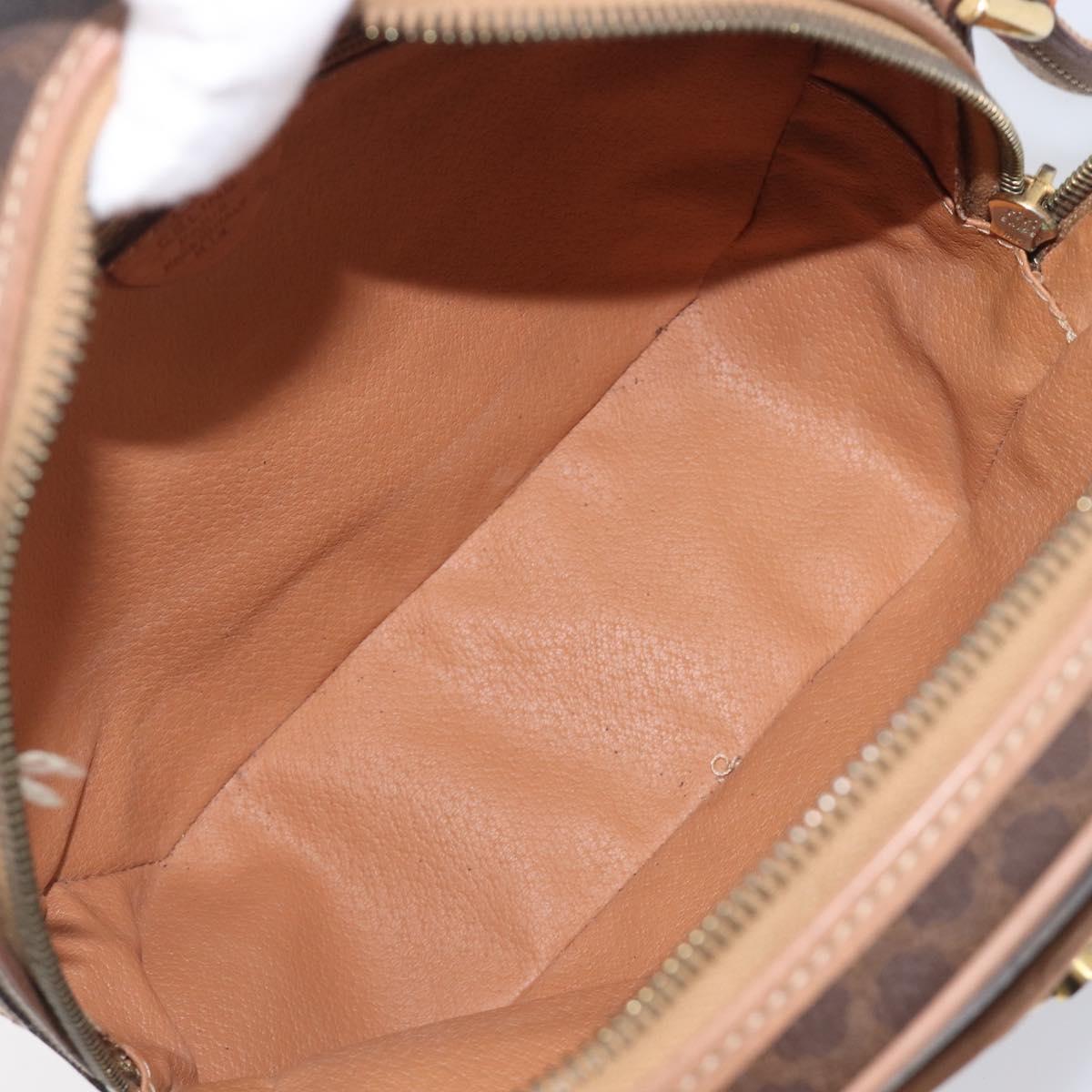 CELINE Macadam Shoulder Bag PVC Brown Gold Tone Auth ka6736A