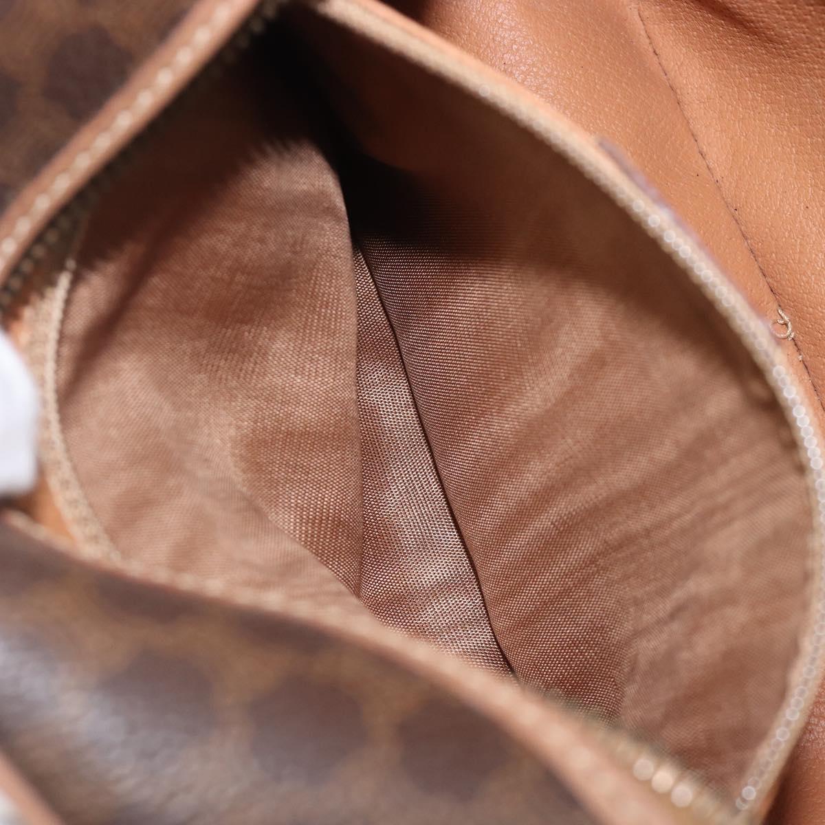 CELINE Macadam Shoulder Bag PVC Brown Gold Tone Auth ka6736A
