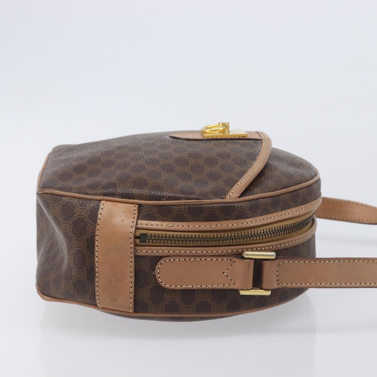 CELINE Macadam Shoulder Bag PVC Brown Gold Tone Auth ka6736A