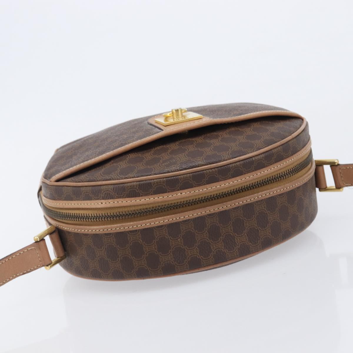 CELINE Macadam Shoulder Bag PVC Brown Gold Tone Auth ka6736A
