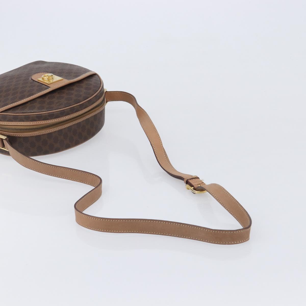 CELINE Macadam Shoulder Bag PVC Brown Gold Tone Auth ka6736A