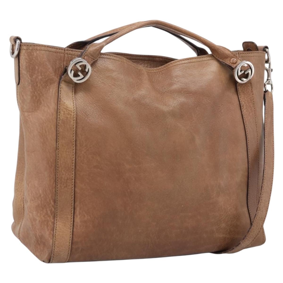 GUCCI Miss GG Hand Bag Leather Brown Silver 323675 Auth ka6739