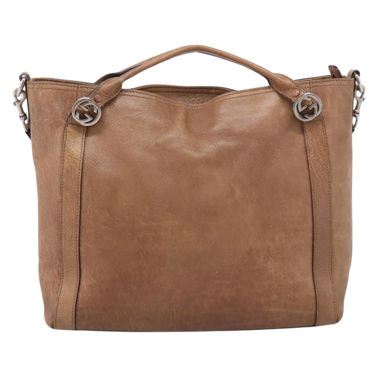 GUCCI Miss GG Hand Bag Leather Brown Silver 323675 Auth ka6739