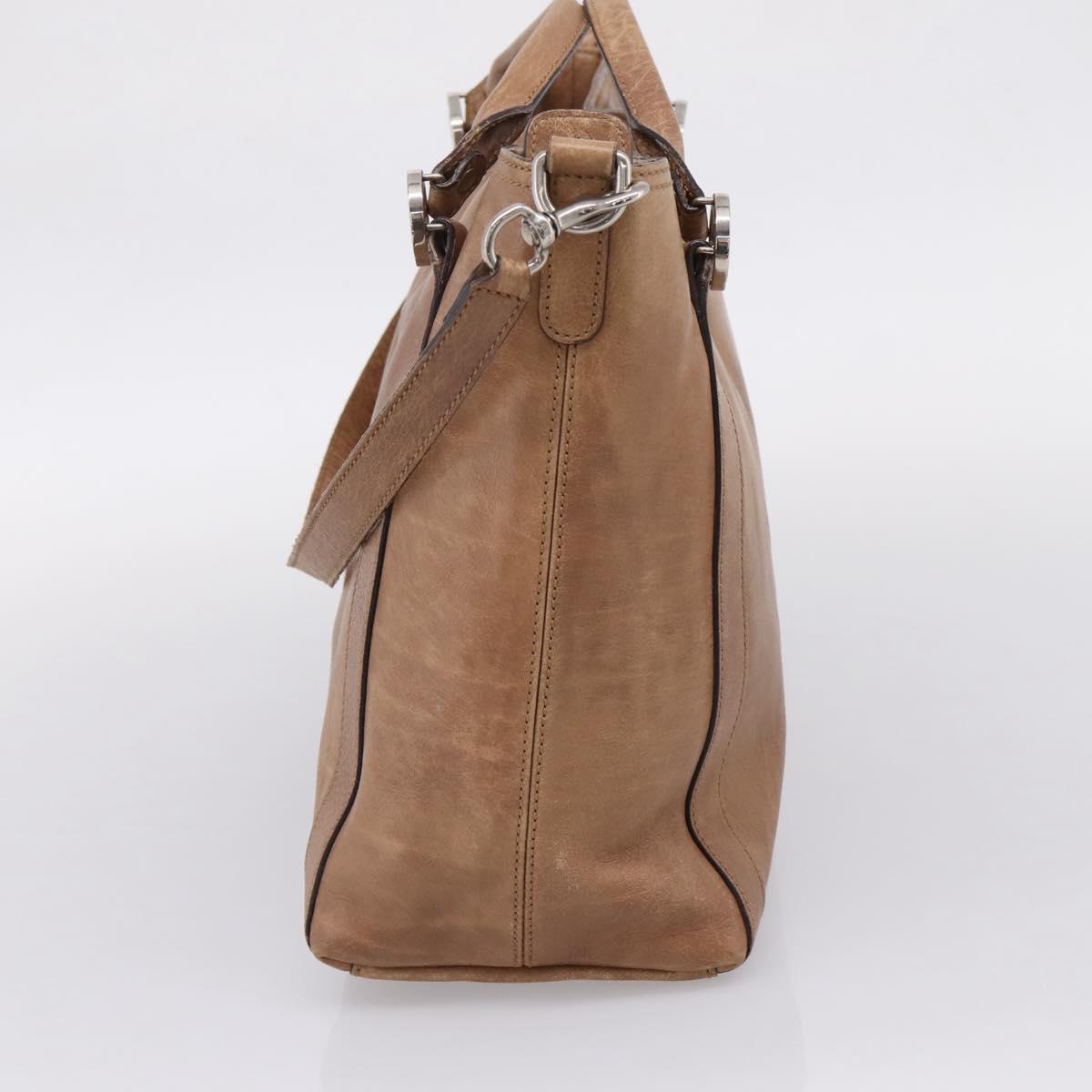 GUCCI Miss GG Hand Bag Leather Brown Silver 323675 Auth ka6739
