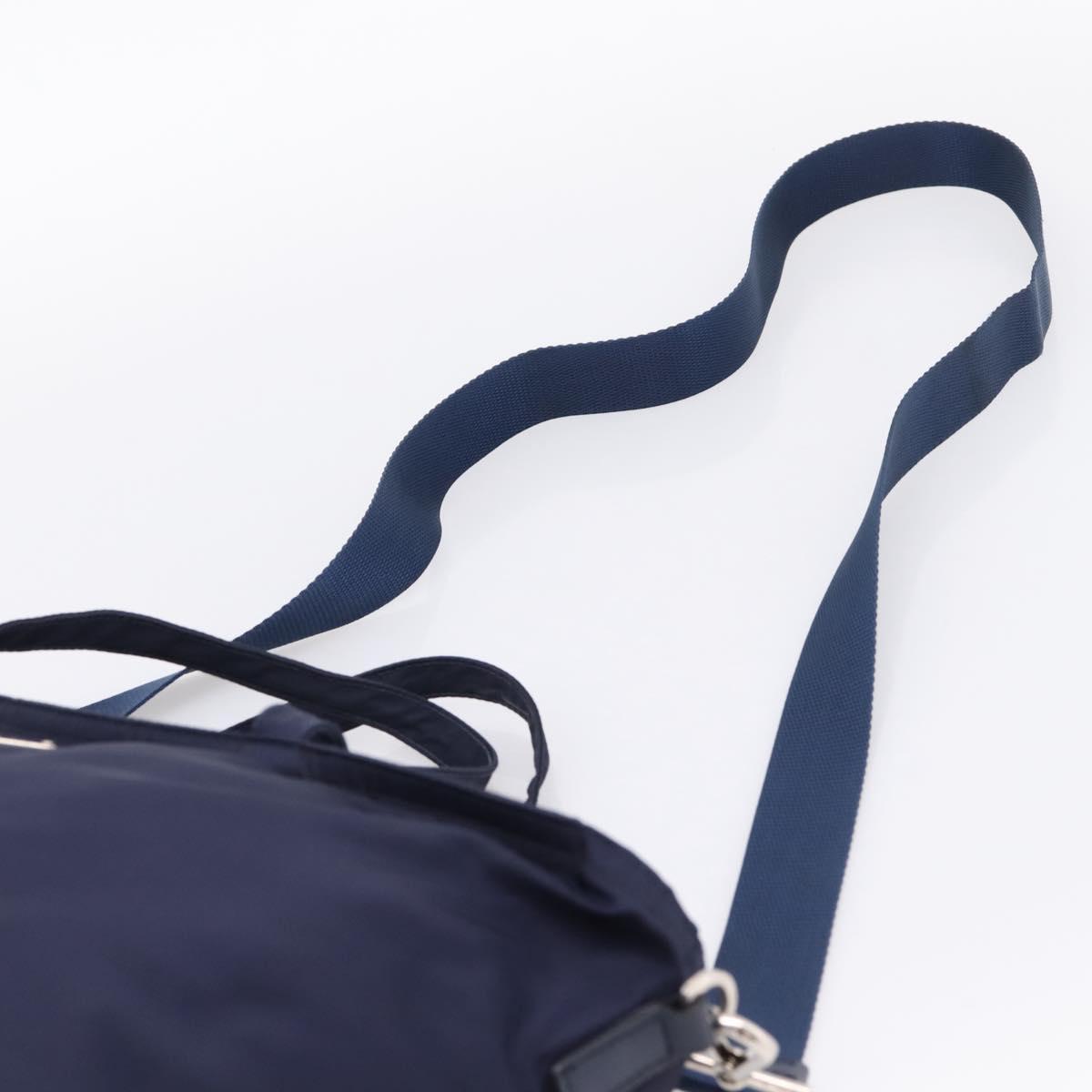 PRADA Tote Bag Nylon 2way Navy Silver Auth ka6740A