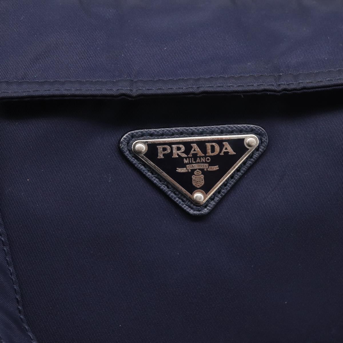 PRADA Tote Bag Nylon 2way Navy Silver Auth ka6740A