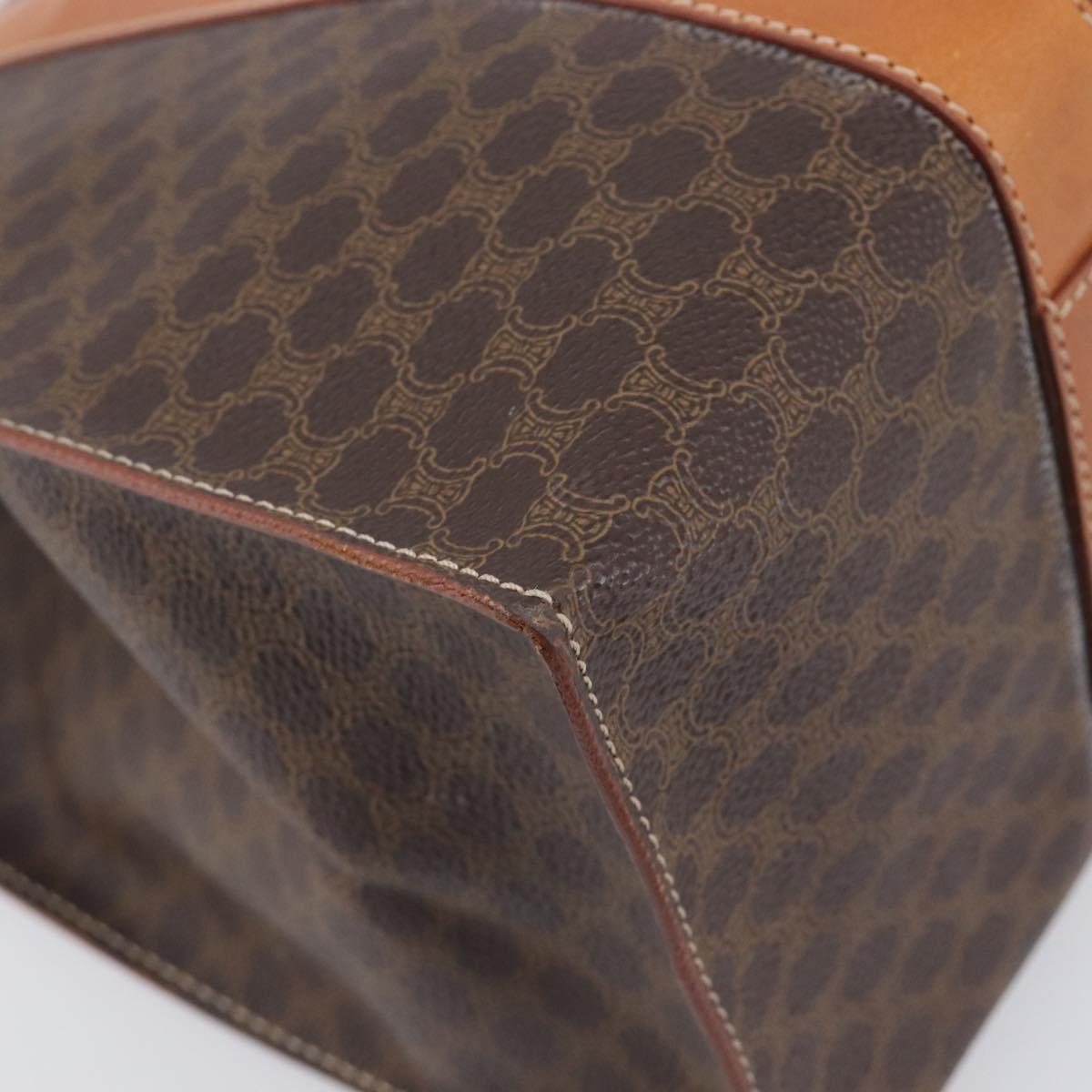 CELINE Macadam Shoulder Bag PVC Brown Gold Tone Auth ka6741