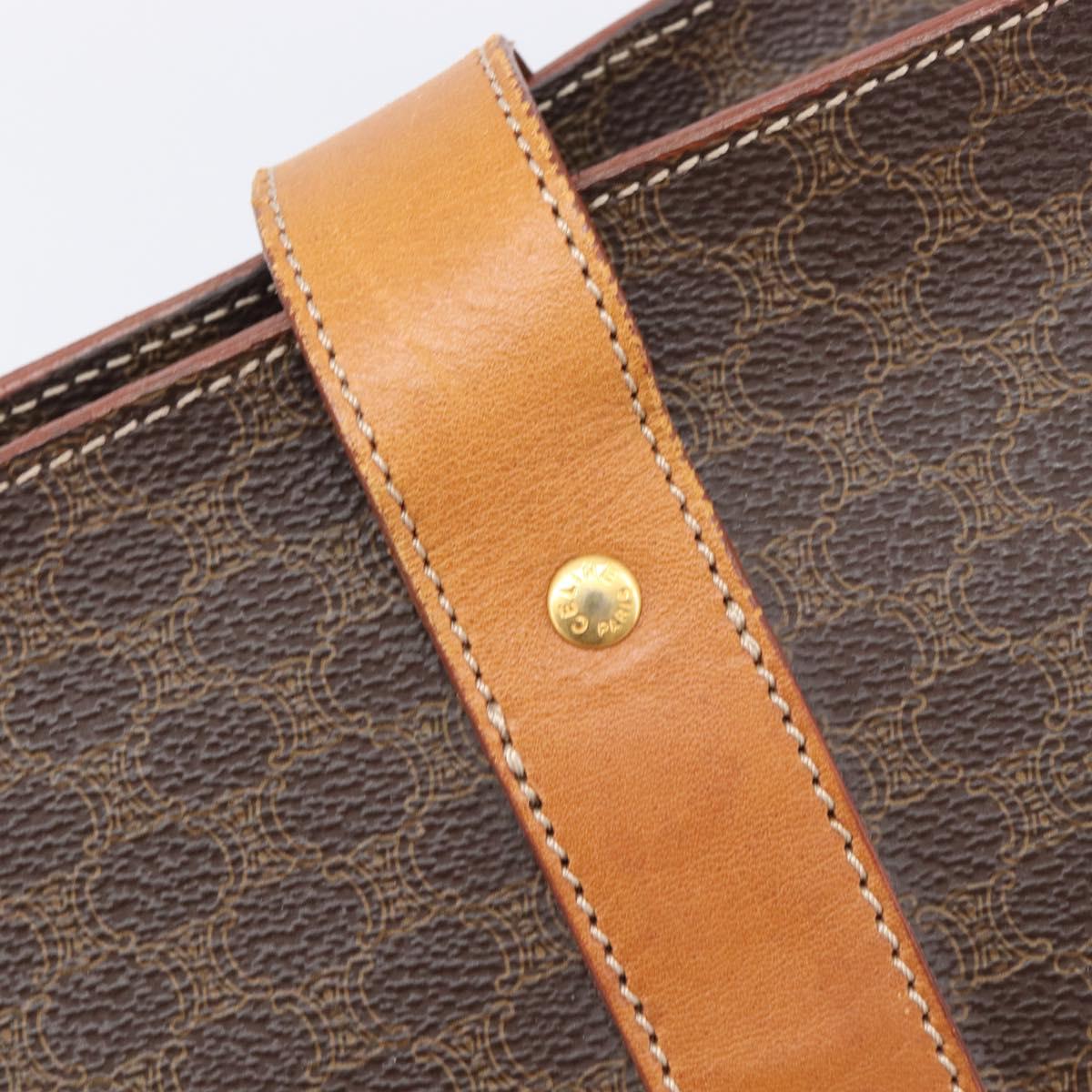 CELINE Macadam Shoulder Bag PVC Brown Gold Tone Auth ka6741
