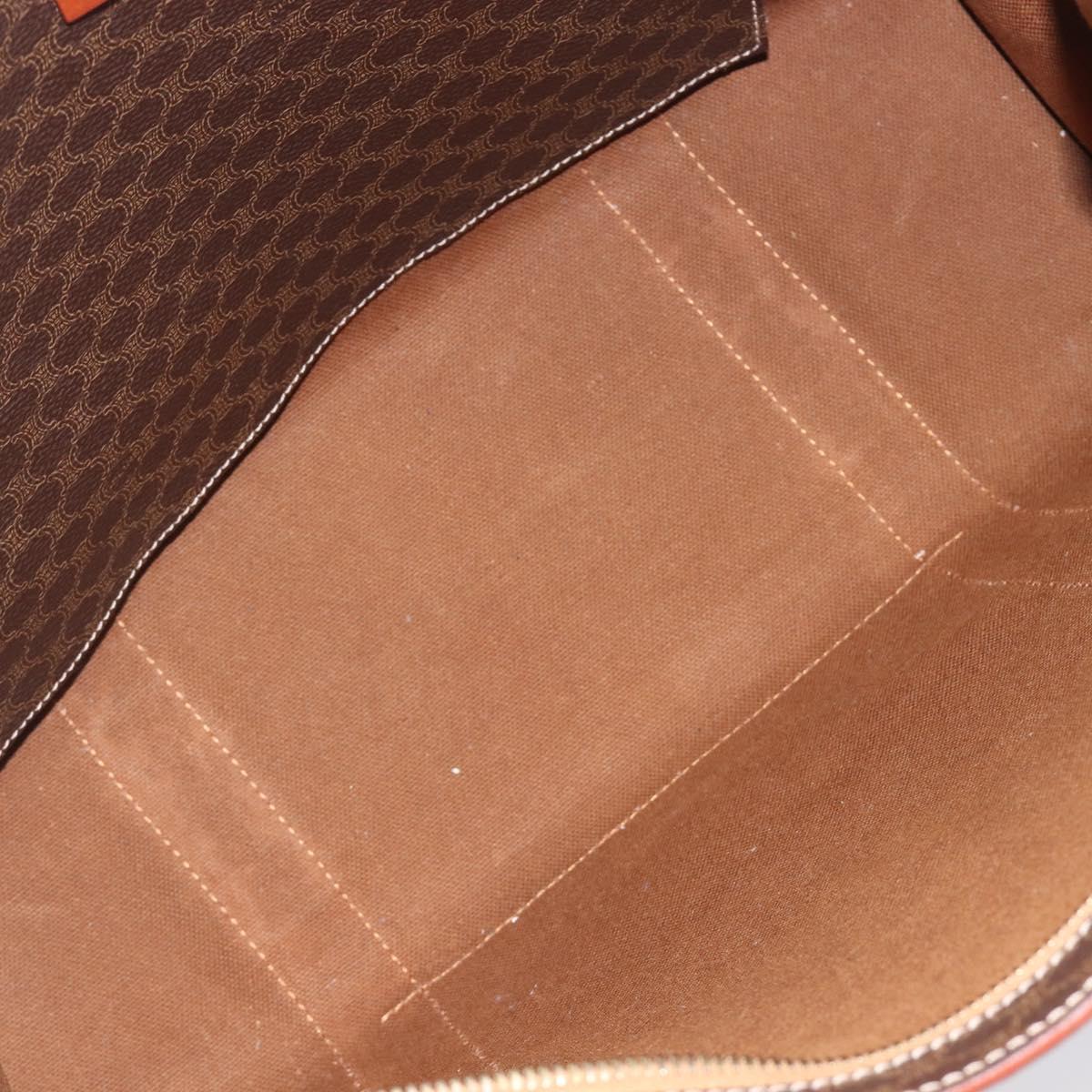 CELINE Macadam Shoulder Bag PVC Brown Gold Tone Auth ka6741