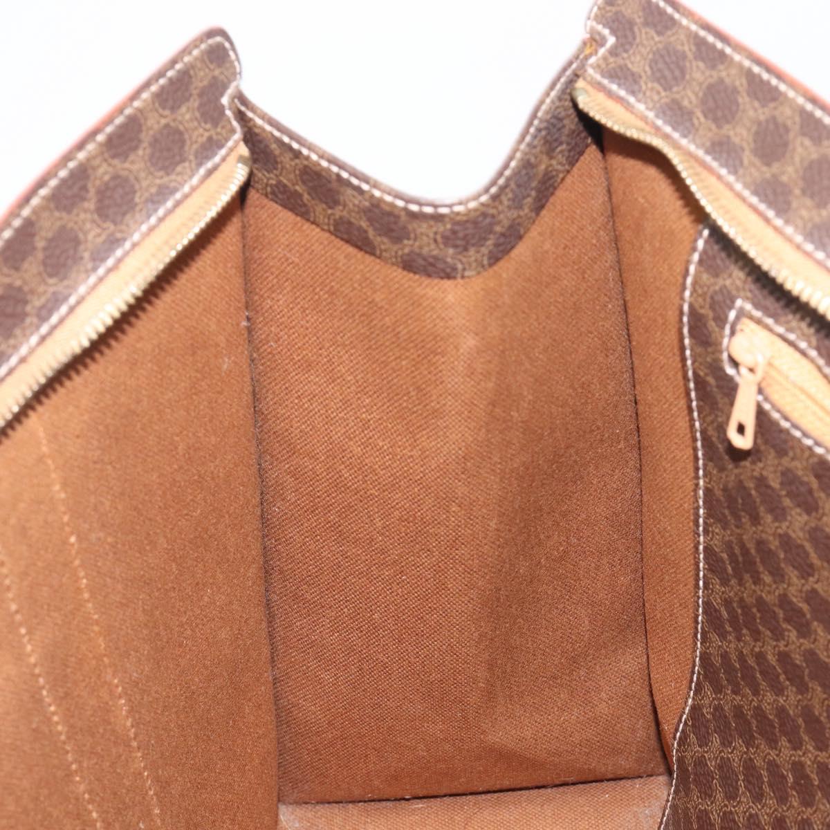 CELINE Macadam Shoulder Bag PVC Brown Gold Tone Auth ka6741