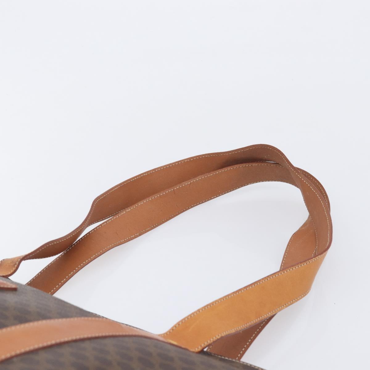 CELINE Macadam Shoulder Bag PVC Brown Gold Tone Auth ka6741