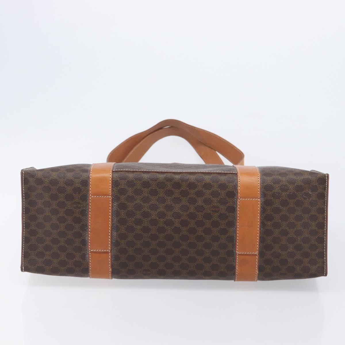 CELINE Macadam Shoulder Bag PVC Brown Gold Tone Auth ka6741