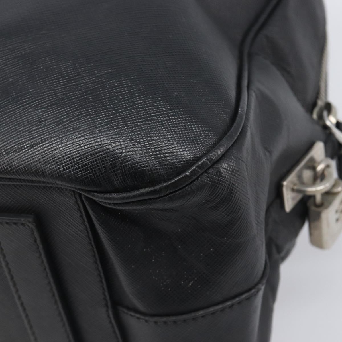 PRADA Hand Bag Saffiano leather Black Silver Auth ka6744