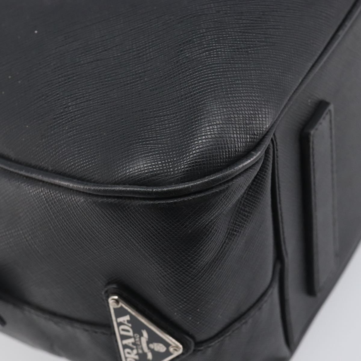 PRADA Hand Bag Saffiano leather Black Silver Auth ka6744