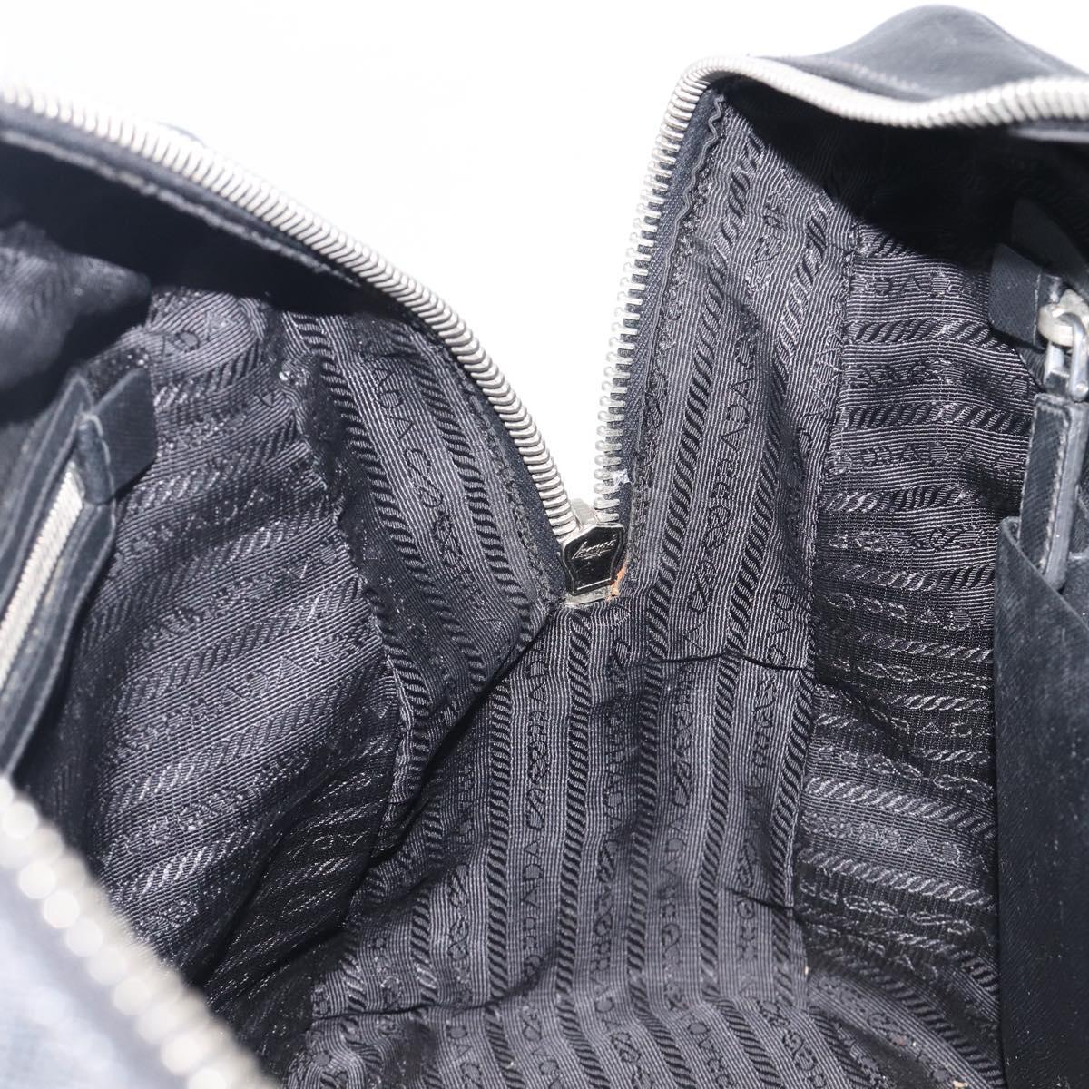 PRADA Hand Bag Saffiano leather Black Silver Auth ka6744