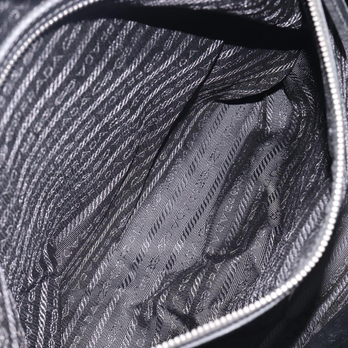 PRADA Hand Bag Saffiano leather Black Silver Auth ka6744