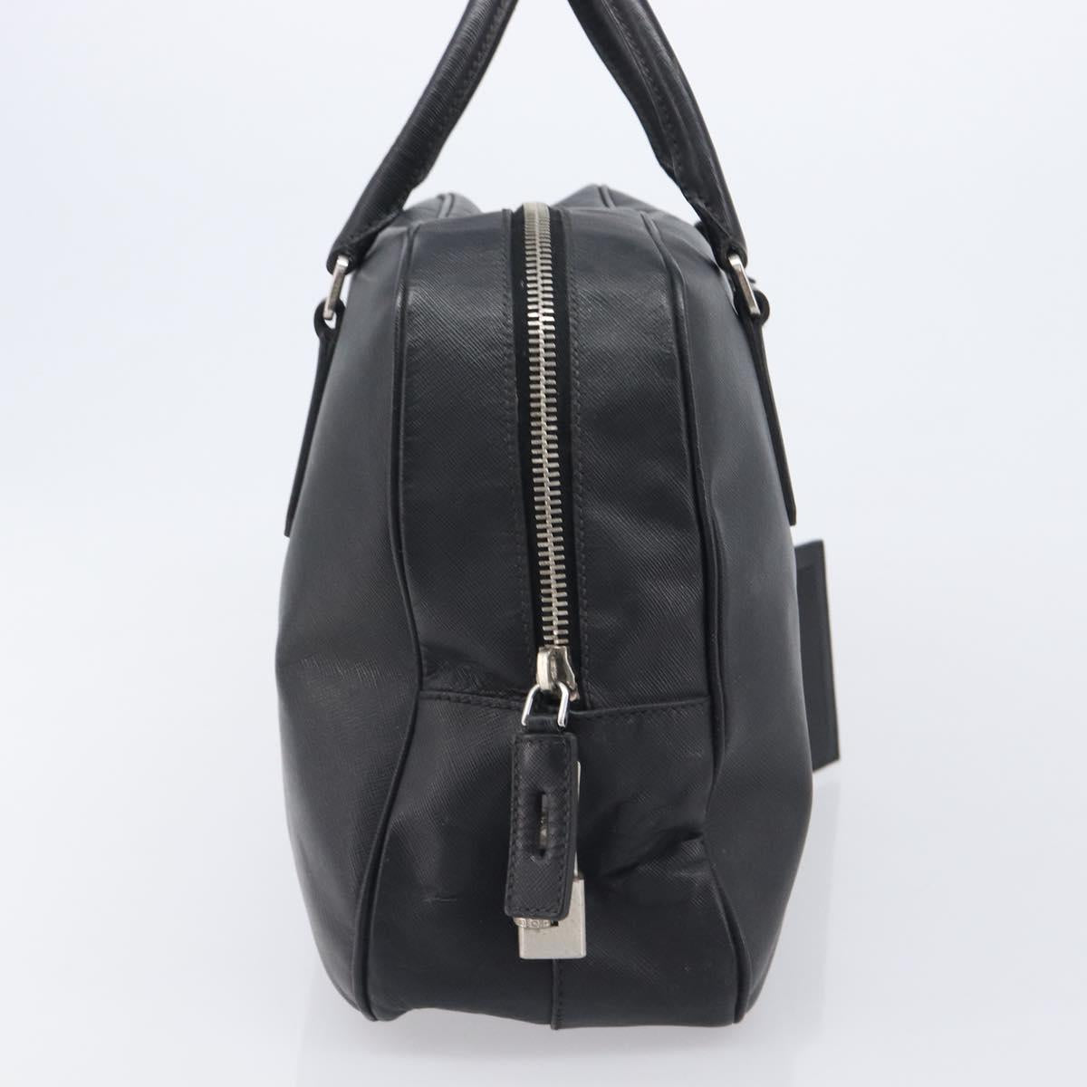 PRADA Hand Bag Saffiano leather Black Silver Auth ka6744
