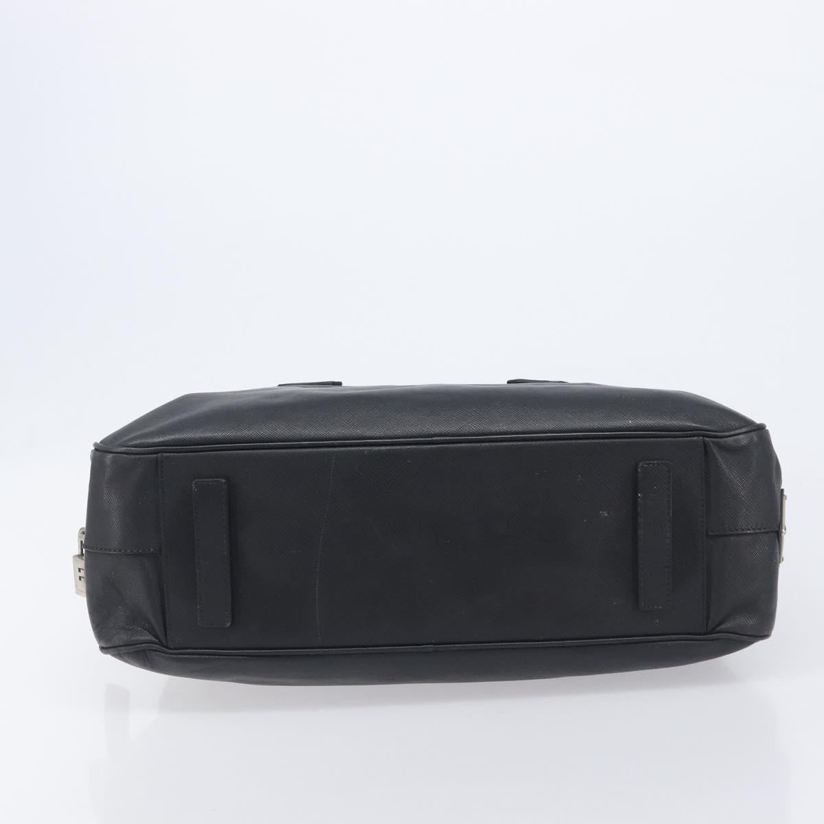 PRADA Hand Bag Saffiano leather Black Silver Auth ka6744