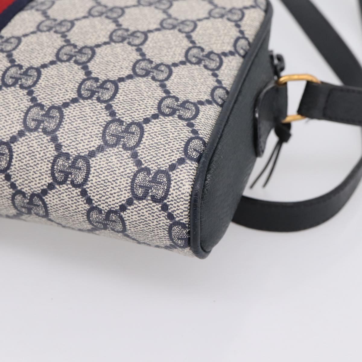 GUCCI GG Supreme Sherry Line Shoulder Bag PVC Navy Gold 89 02 055 Auth ka6748