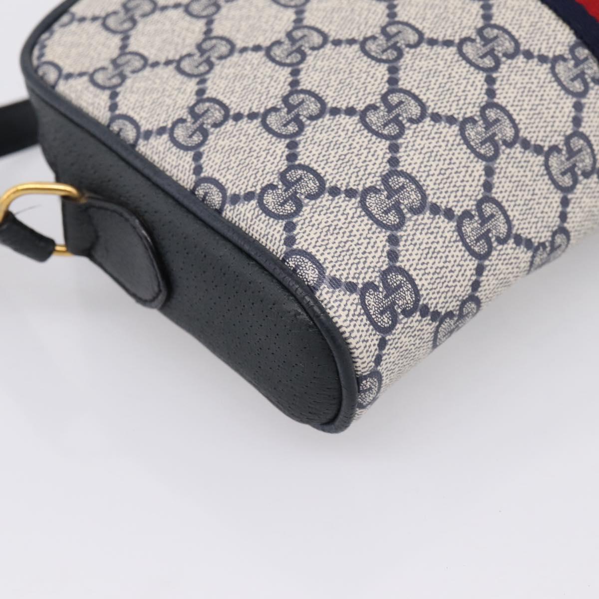 GUCCI GG Supreme Sherry Line Shoulder Bag PVC Navy Gold 89 02 055 Auth ka6748