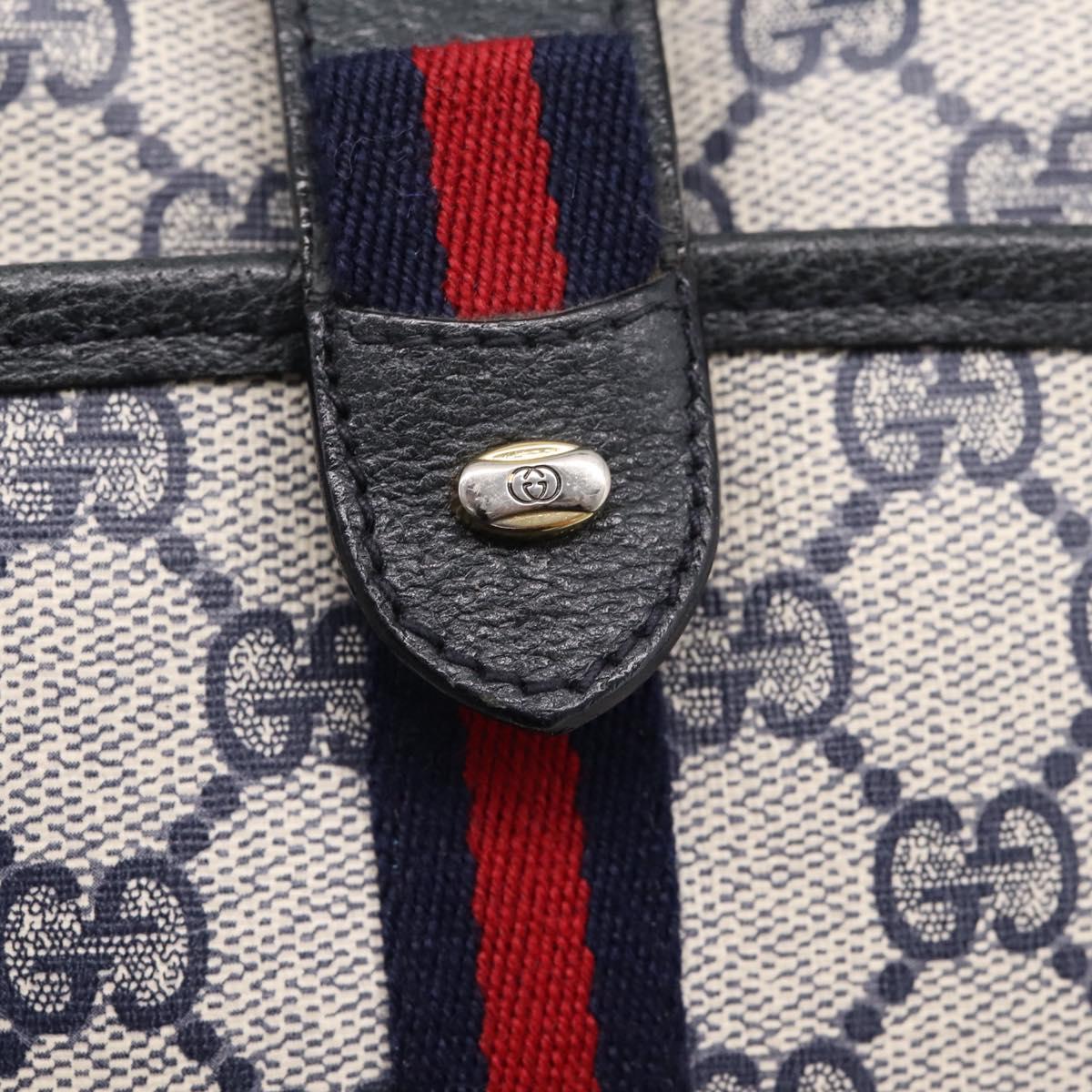 GUCCI GG Supreme Sherry Line Shoulder Bag PVC Navy Gold 89 02 055 Auth ka6748