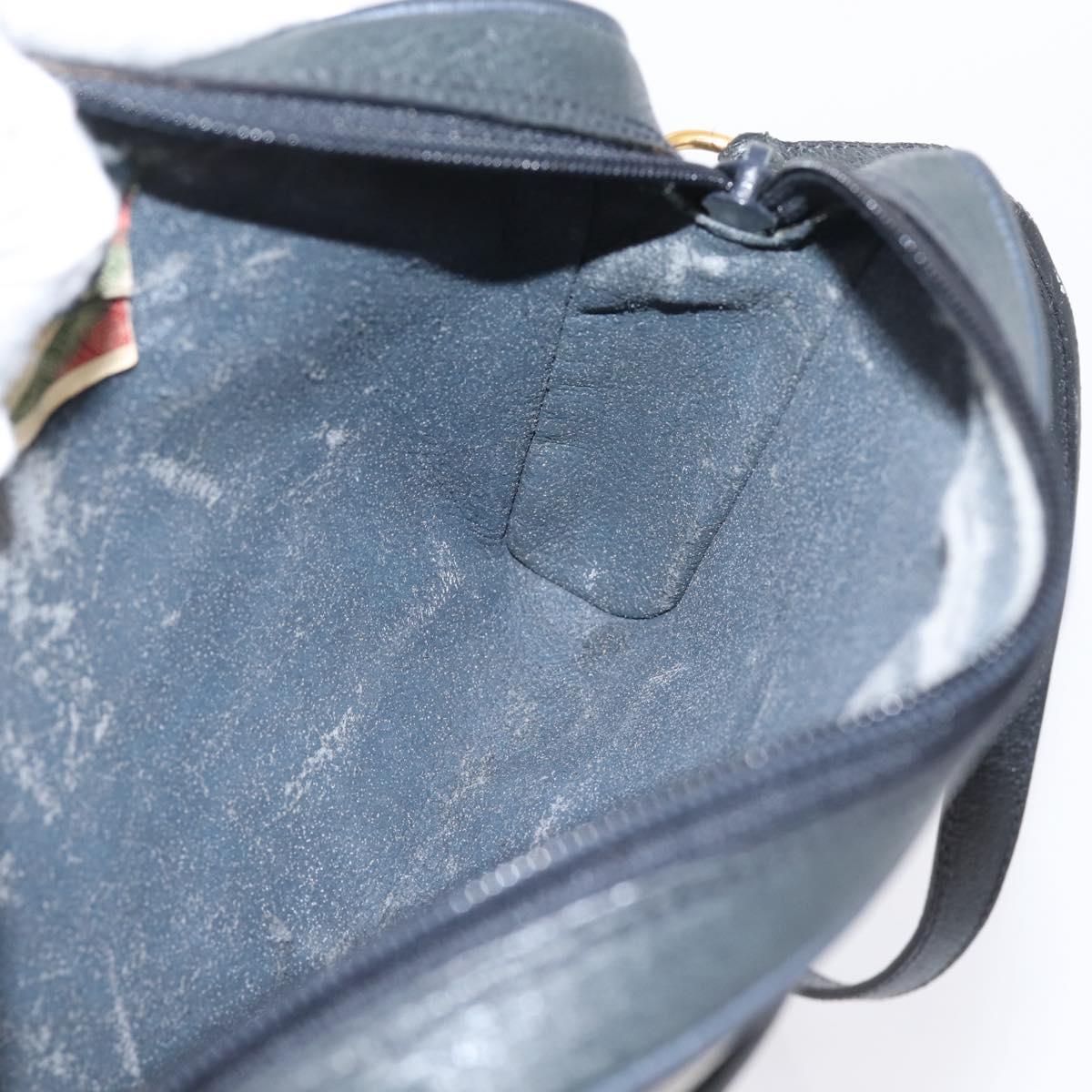 GUCCI GG Supreme Sherry Line Shoulder Bag PVC Navy Gold 89 02 055 Auth ka6748