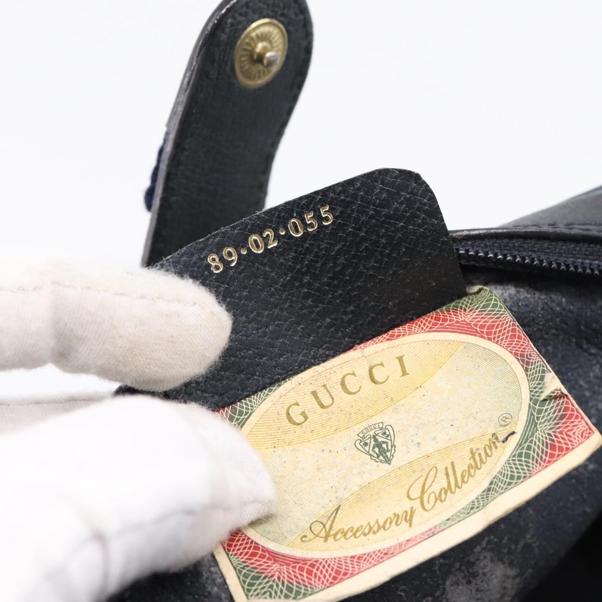 GUCCI GG Supreme Sherry Line Shoulder Bag PVC Navy Gold 89 02 055 Auth ka6748