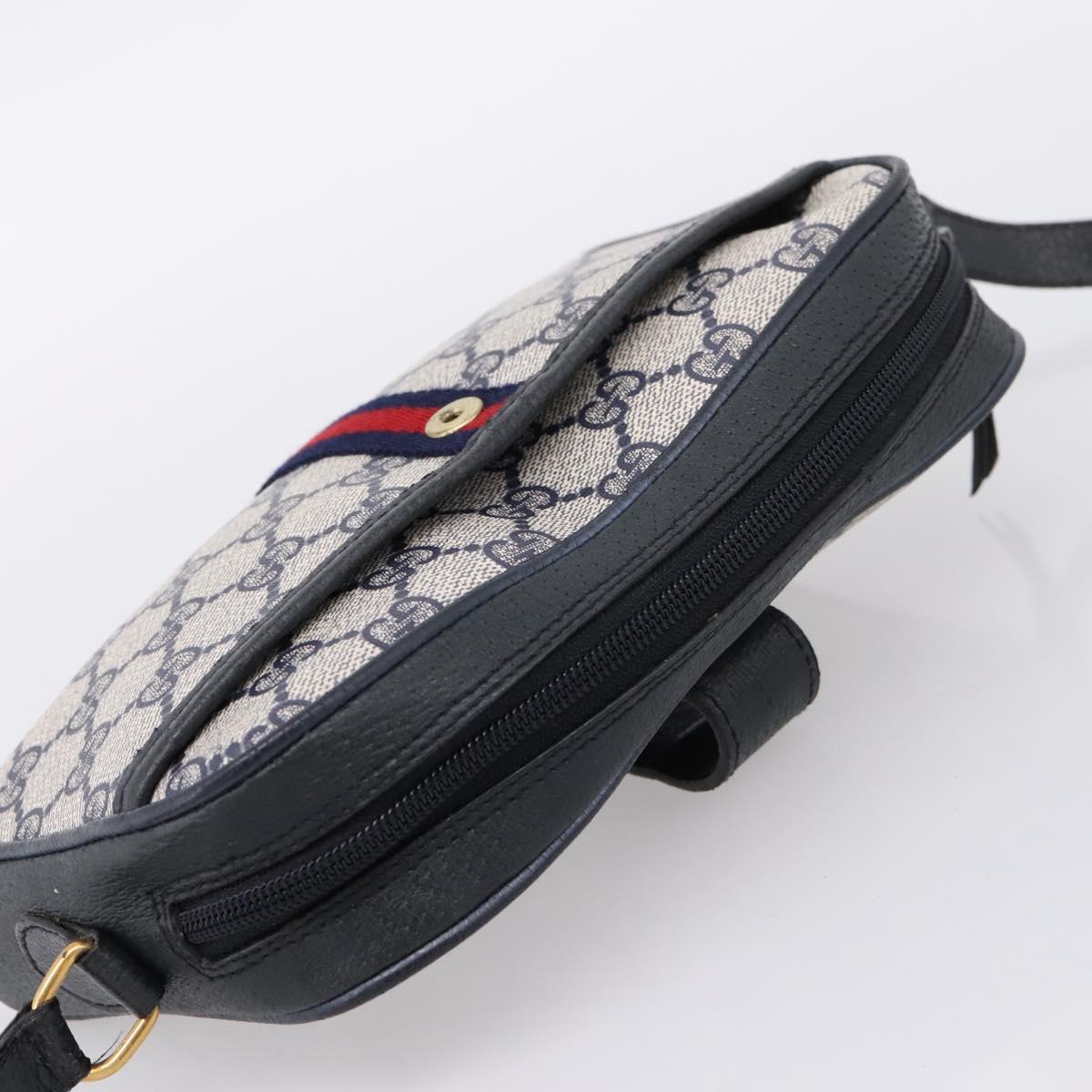 GUCCI GG Supreme Sherry Line Shoulder Bag PVC Navy Gold 89 02 055 Auth ka6748