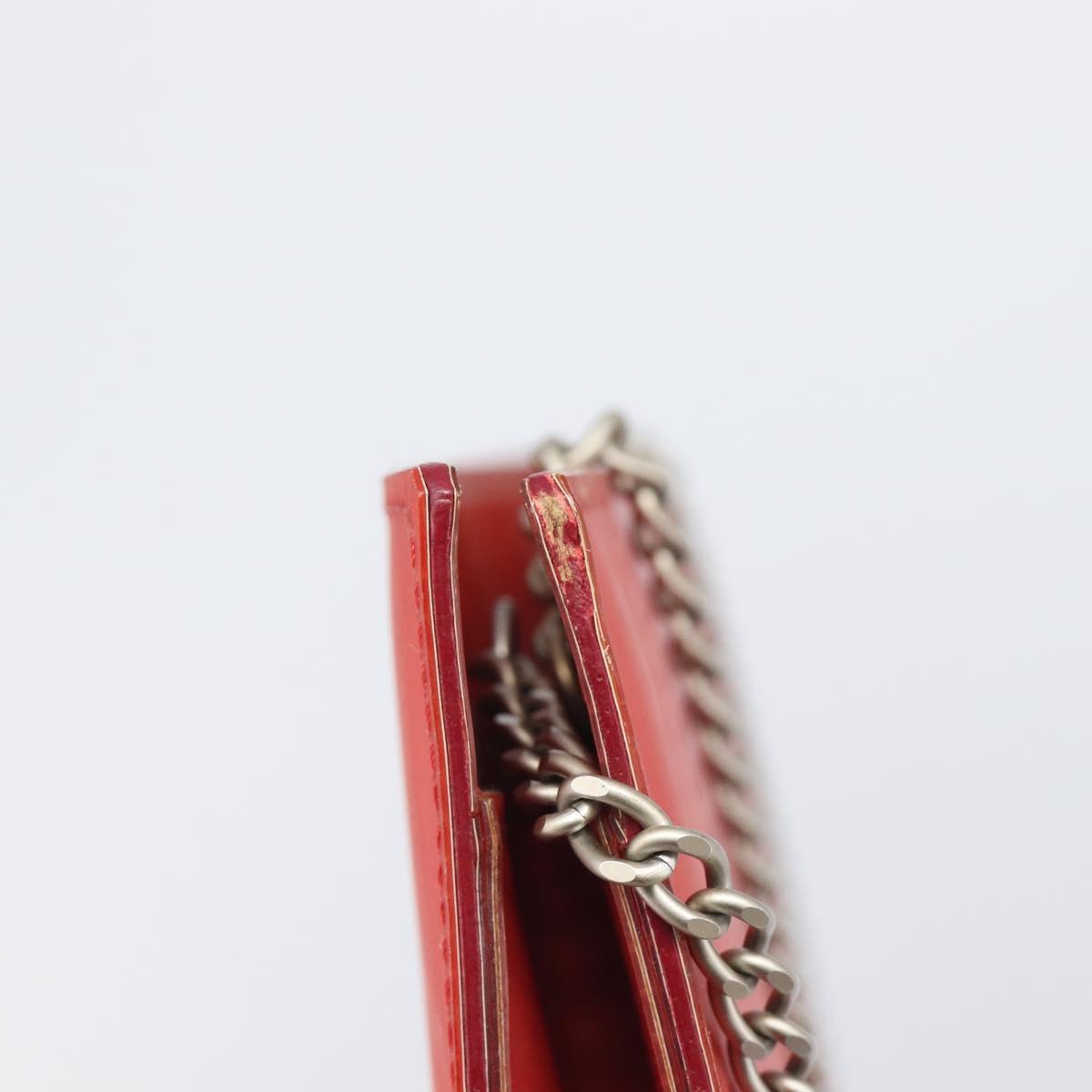 CHANEL Hologram Chain Shoulder Bag Vinyl Orange Silver CC Auth ka6749