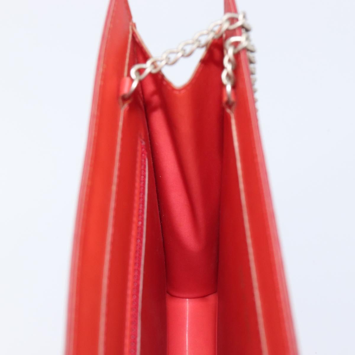 CHANEL Hologram Chain Shoulder Bag Vinyl Orange Silver CC Auth ka6749