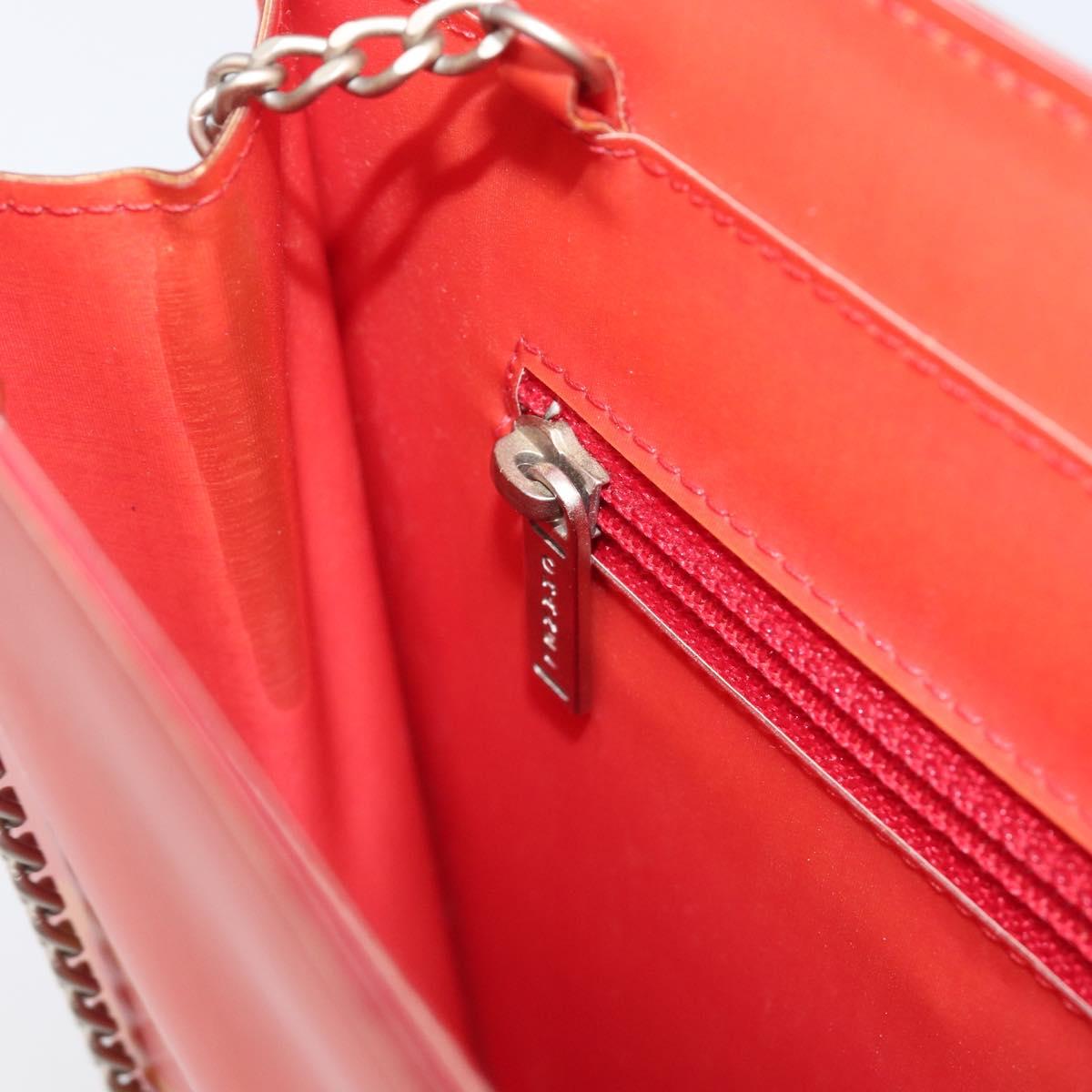 CHANEL Hologram Chain Shoulder Bag Vinyl Orange Silver CC Auth ka6749