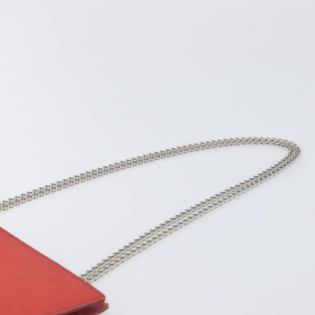 CHANEL Hologram Chain Shoulder Bag Vinyl Orange Silver CC Auth ka6749