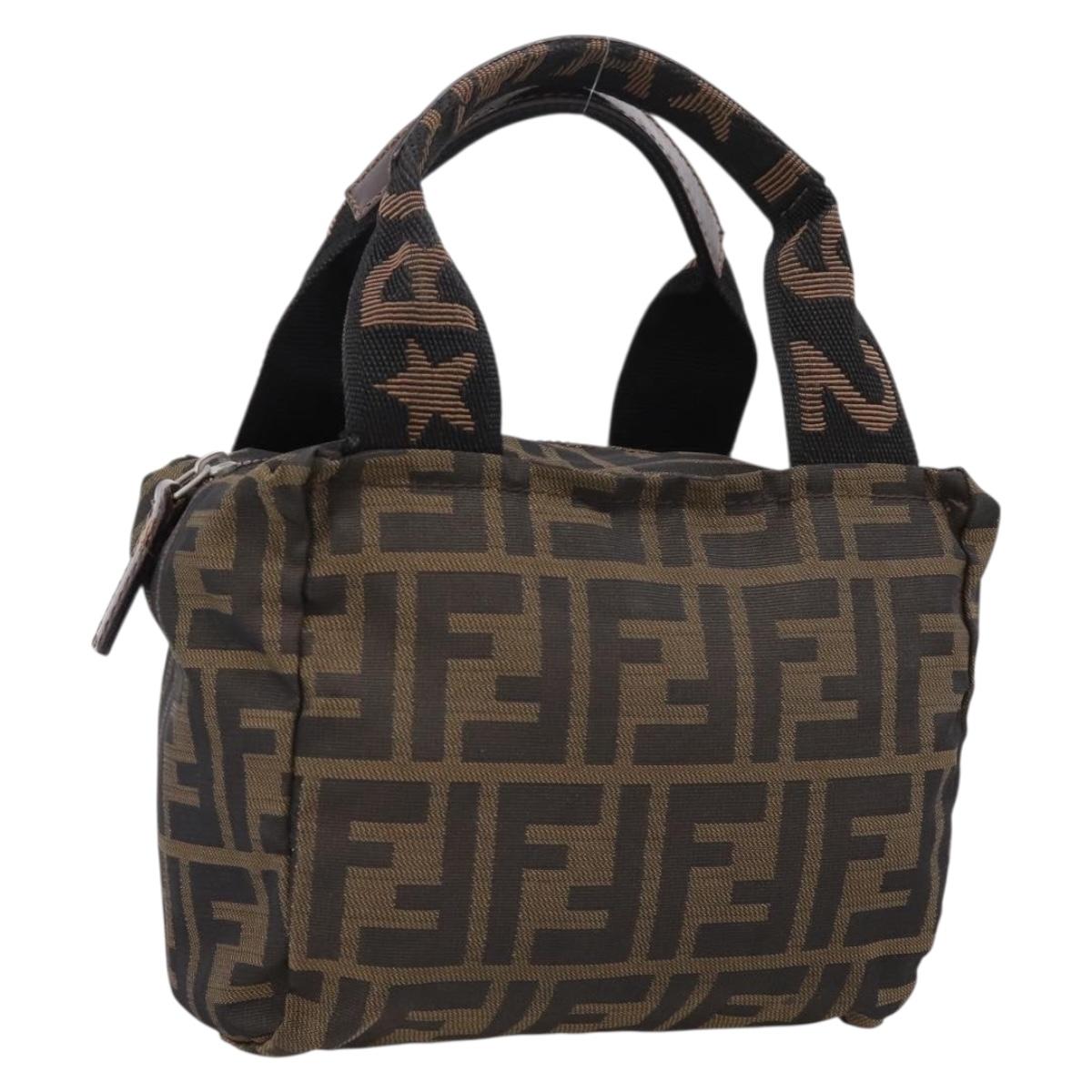 FENDI Zucca Canvas Hand Bag Black Silver Auth ka6752