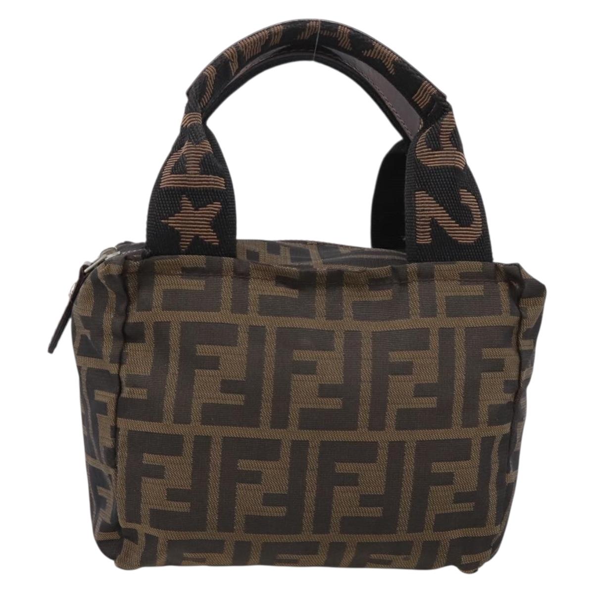 FENDI Zucca Canvas Hand Bag Black Silver Auth ka6752