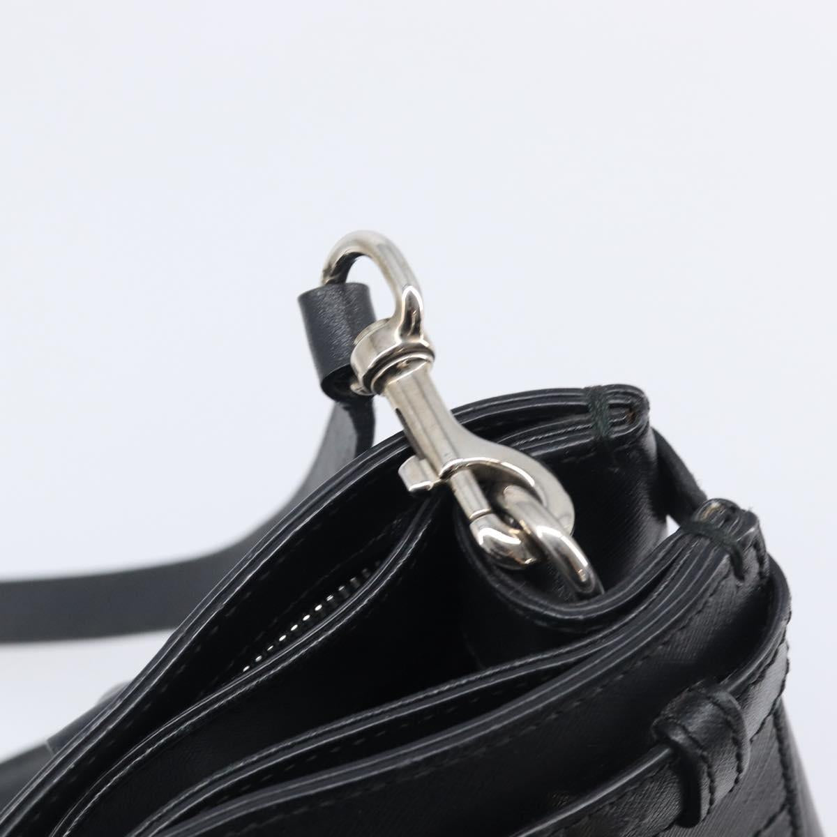 Salvatore Ferragamo Gancini Hand Bag Leather Black Silver Auth ka6755