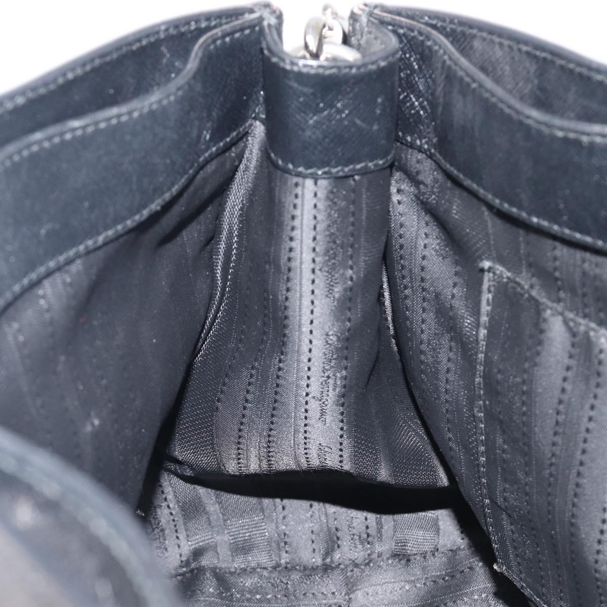 Salvatore Ferragamo Gancini Hand Bag Leather Black Silver Auth ka6755