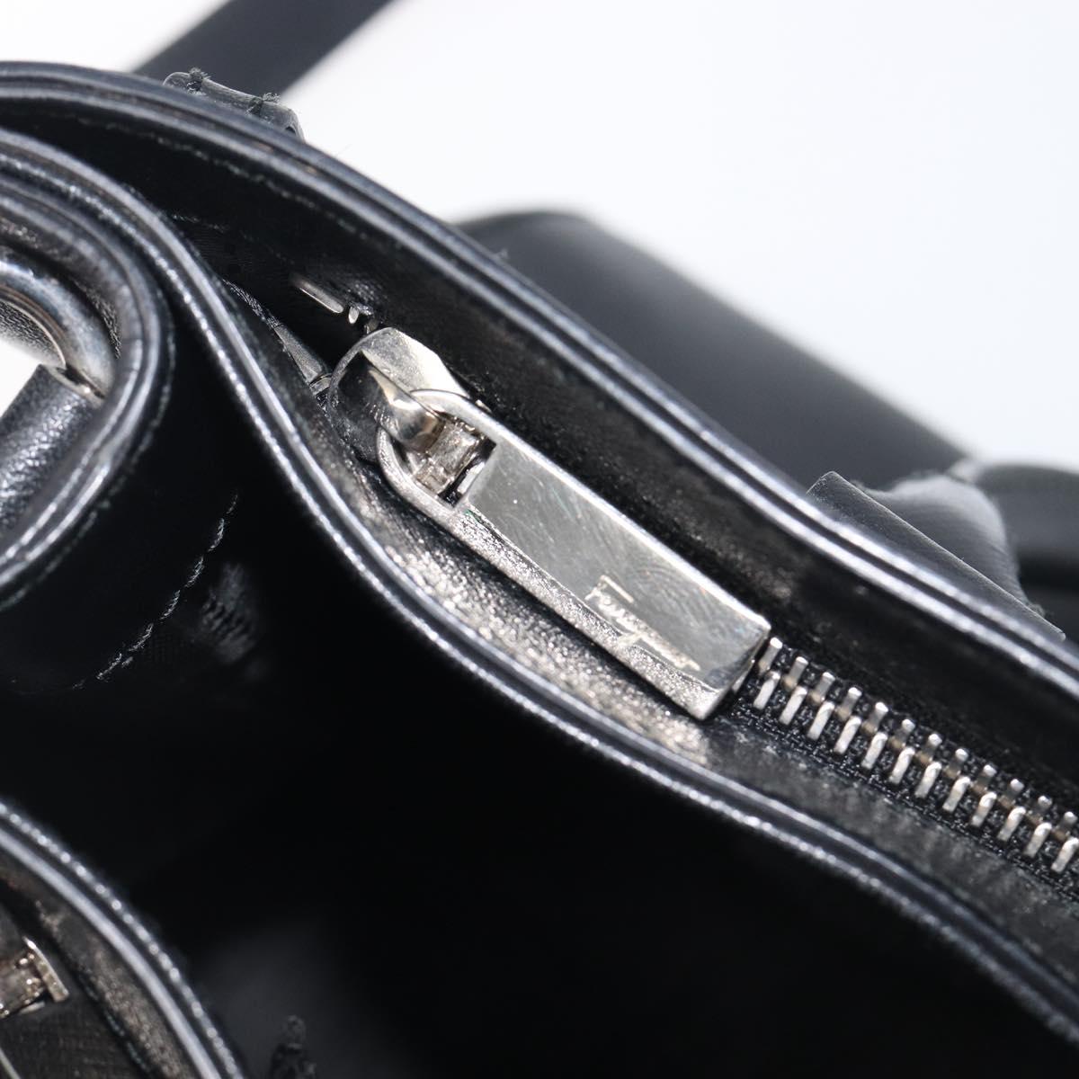 Salvatore Ferragamo Gancini Hand Bag Leather Black Silver Auth ka6755