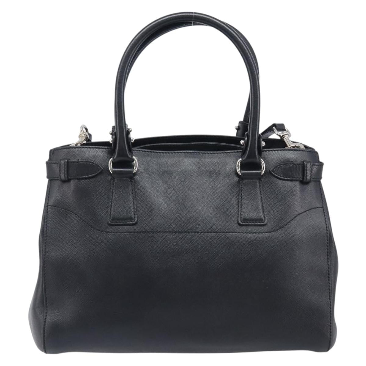 Salvatore Ferragamo Gancini Hand Bag Leather Black Silver Auth ka6755