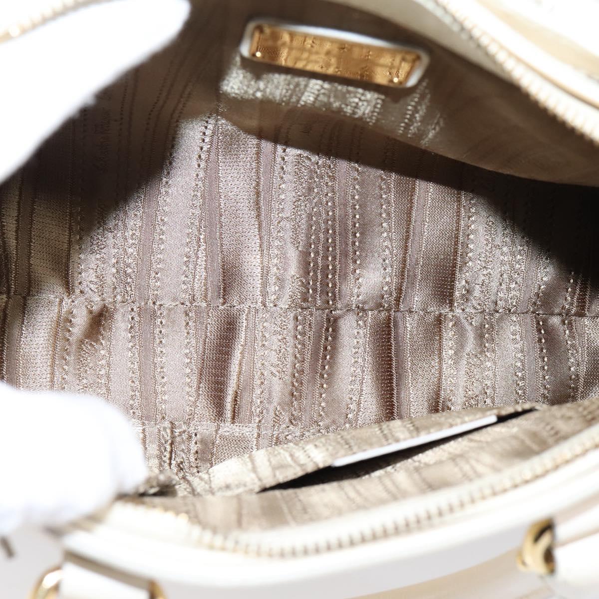 Salvatore Ferragamo Gancini Hand Bag Leather 2way White Gold Tone Auth ka6758